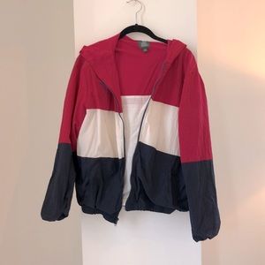 Color block wind breaker - magenta, white and navy